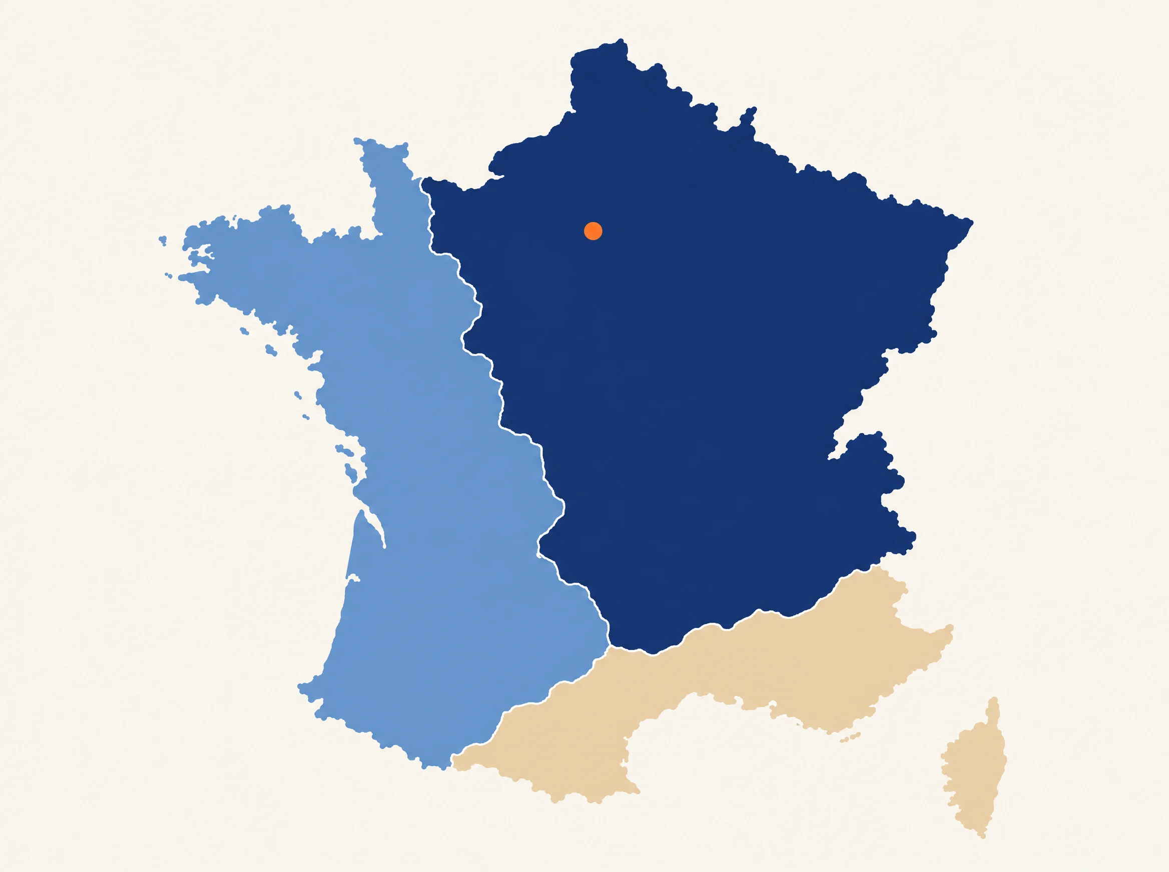 Carte de France des zones climatiques H1, H2 et H3 avec l’Île-de-France en H1